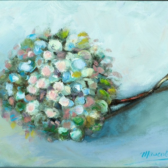 Oil painting still life "Hydrangée séchée ( dried hydrangea) " 8"x10" - Picture 2 of 5